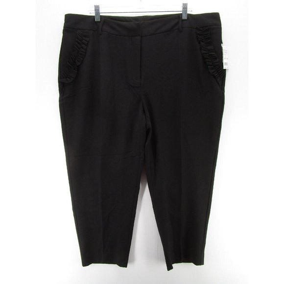 NY Collection Pants Plus 2XP Cropped Ruffled Slacks High Rise NEW - Picture 1 of 11